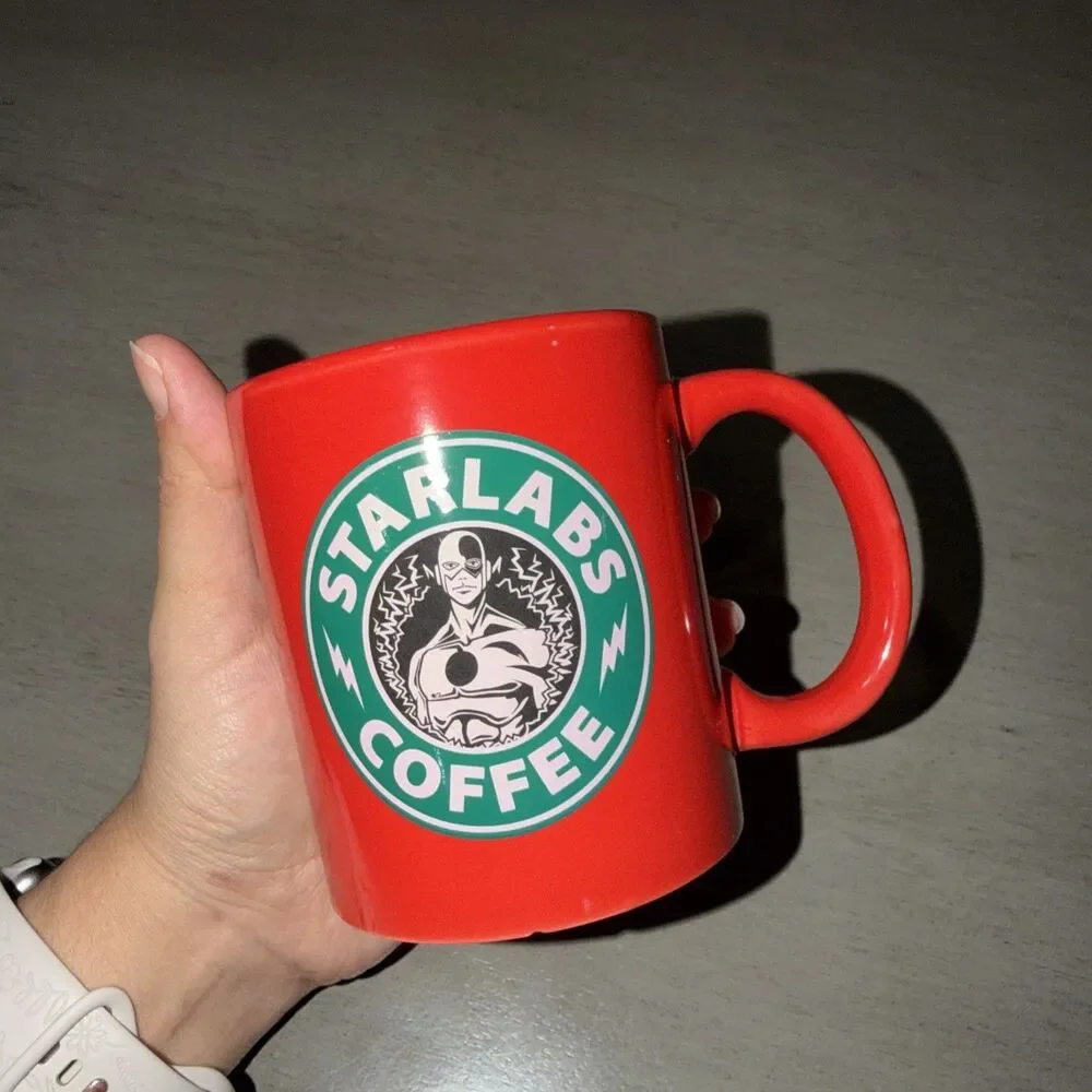 Starbucks mock The Flash Star Labs Coffee Red Mug/Cup DC Comics StarLabs